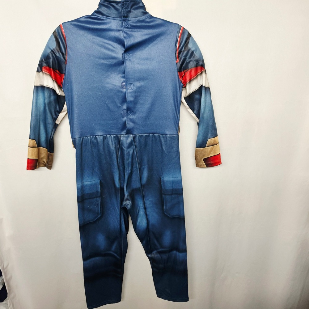 Disney Captain America Costume Kids 5/6 Blue Padded Sound Box Mask Marvel - Picture 3 of 16